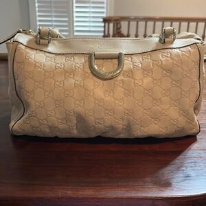 GUCCI Vintage Leather Abbey Tote/Cream